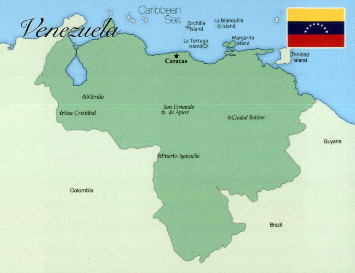 地図のベネズエラと都市