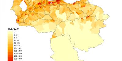 ベネズエラの人口密度の地図