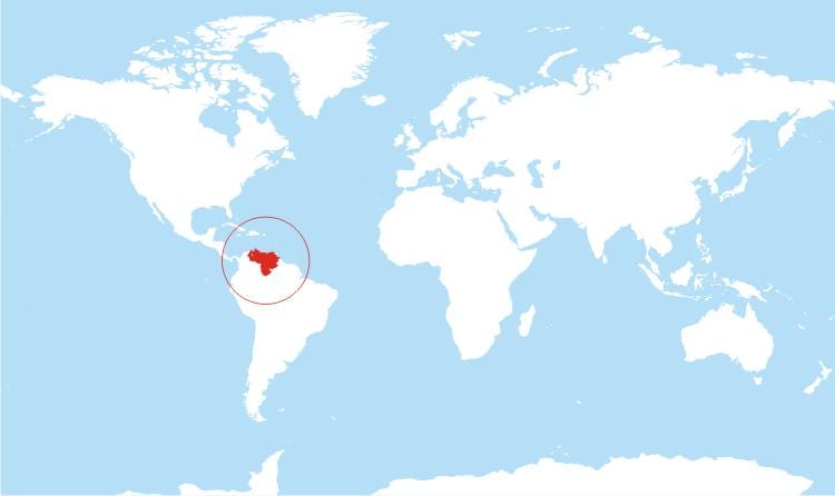 地図のベネズエラの場所が世界の