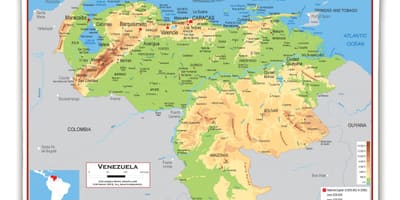 地図のベネズエラの標高