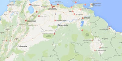 地図のベネズエラの空港