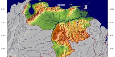 地図の物理地図のベネズエラ